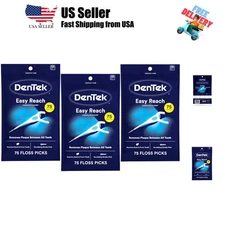 Easy  Complete Clean Floss Picks, with Strong Dental Floss, 75 Count, 3 Pack