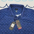 Greg Norman Men's Blue Geometric Pattern Golf Polo Shirt Size L New With Tags