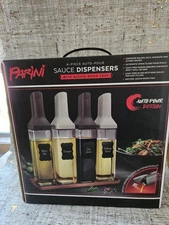 Parini Auto Pour Sauce Dispensers Set Of 4 Of Wood Tray #goft #oil #kitchen
