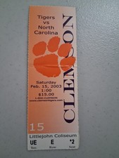 Feb. 15, 2003 Clemson Tigers at North Carolina Tarheels Basketball Ticket Stub 