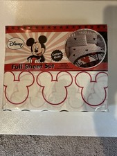 NIP Disney Mickey Mouse Ears Full Sheet Set Flat, Fitted, 2 Cases, Blk, Wht, Red