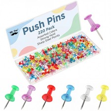 220 Pcs Push Pins for Bulletin Board 3/8 Inch Assorted Color Thumb Tacks Planner