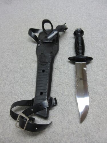 Vintage Unused ETERNAL DIVERS KNIFE Stainless in RUBBER SHEATH Japan  6" Blade - Zdjęcie 1 z 3