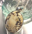 Genuine 925 Sterling Silver and Natural Milkshake Agate Pendant