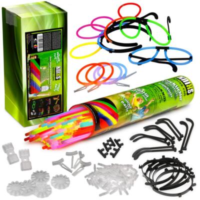 Knicklicht Party Pack - 100 x 20 cm Leuchtstäbe, 100x 3D Verbinder, 5x Kreisver