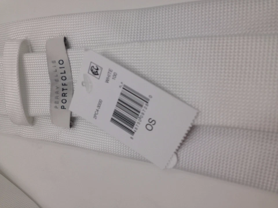 $115 Corbata de Vestido Clásico Perry Ellis Para Hombres Blanco Sólido Ajustado 58X3.25 Foto 3 de 4