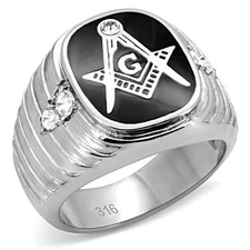 Men's Stainless Steel Freemason Master Mason Masonic Lodge Silver Ring 