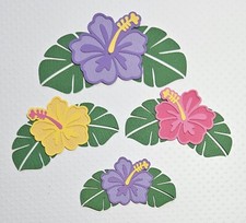 Hawaiian Hibuscus Flower Purple 2 Set Of 4. Scrapbook, Card making Paper Piecing