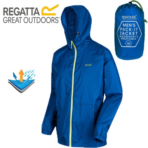 REGATTA MENS LIGHTWEIGHT BREATHABLE WATERPROOF JACKET IN A BAG XSMALL