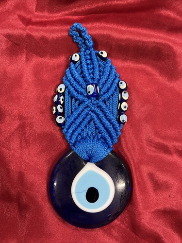 Spiritual Blue Macrame Lucky Evil Eye Door Decor