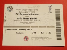 Used Ticket UEFA Cup CL  2007/08 FC Bayern München vs Aris Thessaloniki 
