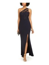 Adrianna Papell Lace One Shoulder Formal Dress Blue Size 2 4 (4/13) 6 8 (10/8)