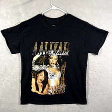 A1 Aaliyah Miss You R B 90s Singer Rap T-Shirt Mens Large Black Tee