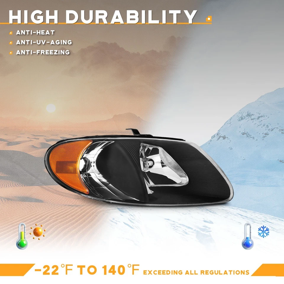 Pair Headlights For 2001-2007 Dodge Grand Caravan/Chrysler Town&Country - Imagem 4 de 4