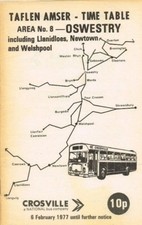 Crosville Taflen Amser Bus timetable Area no 8 Oswestry 1977 with Map 