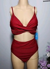 NWT Cupshe Women's Two Piece Swimsuit Size Small Red