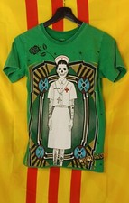 Vintage Shiroi Neko Shirt Green Double Sided Early 2000s Y2k Goth Punk Skater 🔥