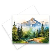 12 All Occasion Greeting Cards Blank w/ Envelopes - Watercolor Mountain Cards