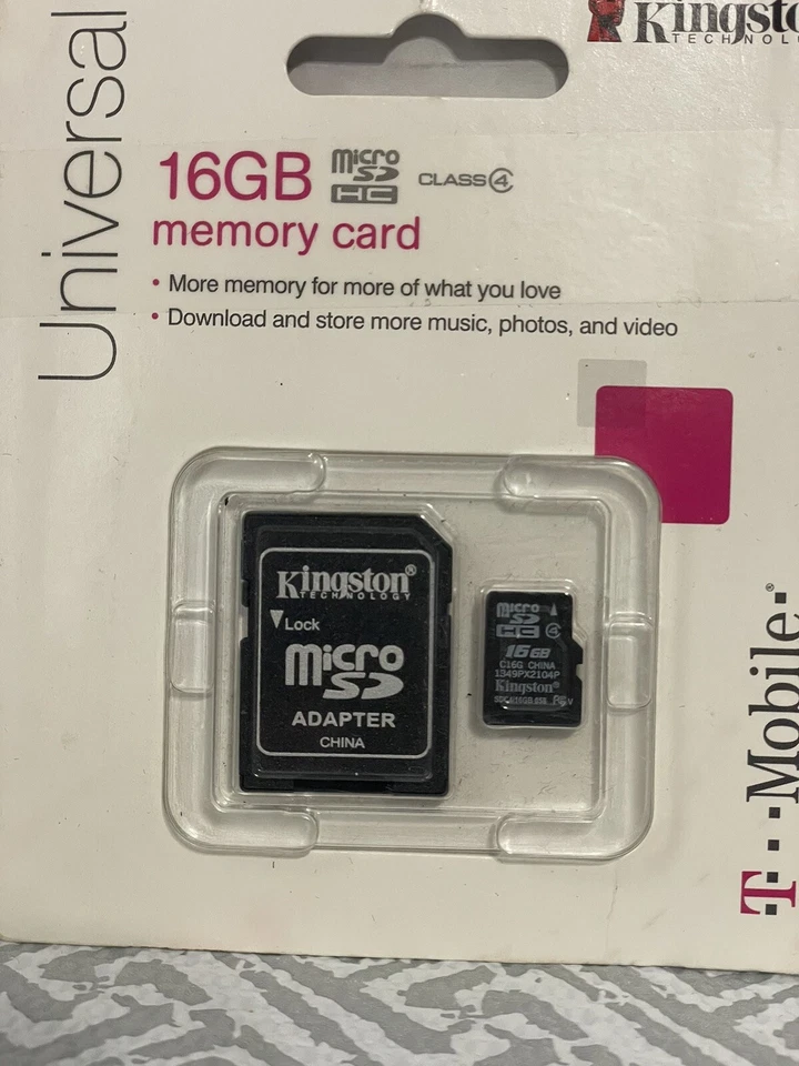 Kingston 16GB Memory Card MicroSD HC w/ SD Adapter New - Image 2 of 3