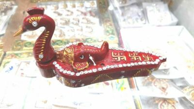 kumkum Box with Roli Tika Stick Chawal-Akshat-Haldi Wooden Chopda for Gift