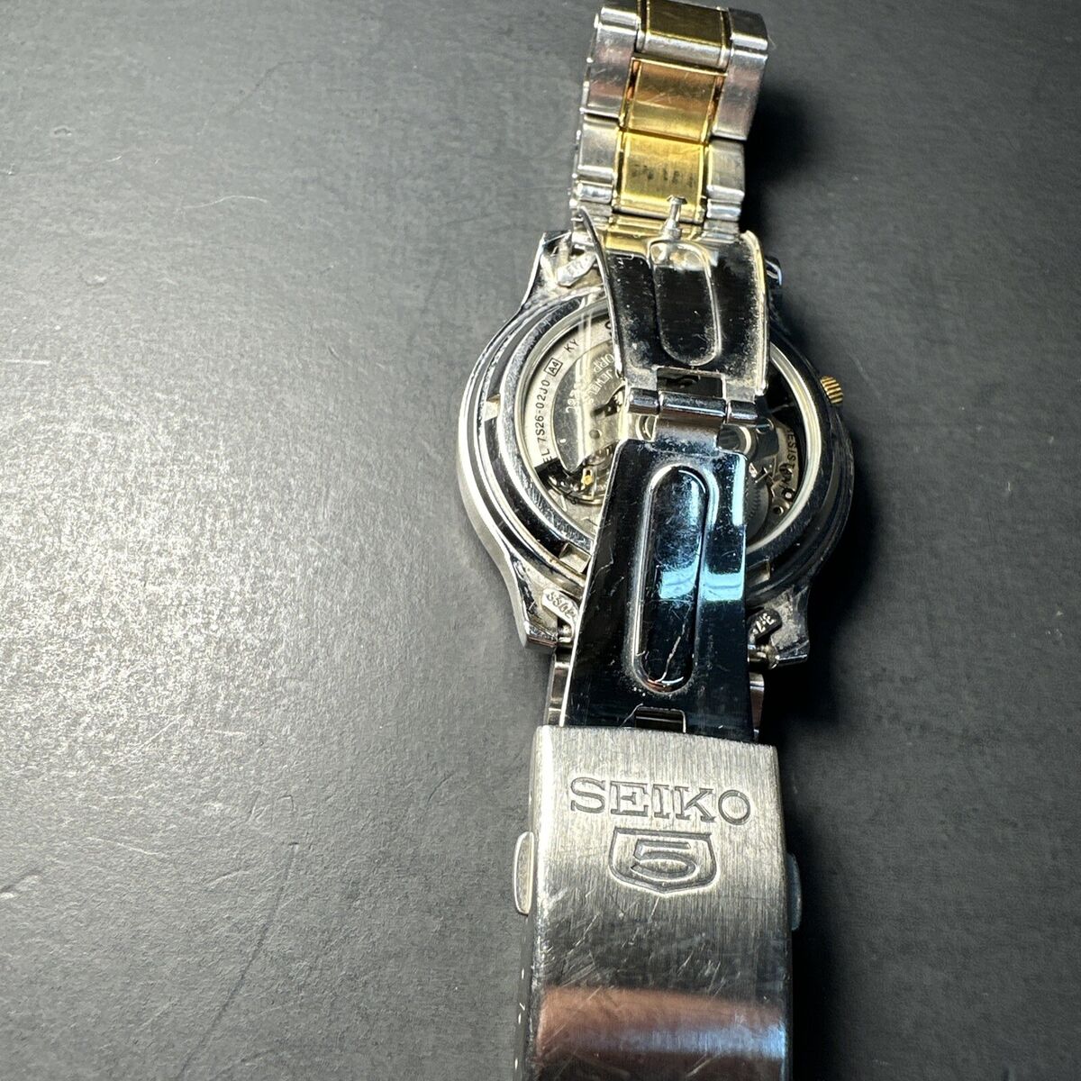 Seiko 5 Classic Gold Silver Spanish Day Date 7S26 02J0 A4 KY Seiko 5 Classic Gold Silver Spanish Day Date 7S26 02J0 A4 KY