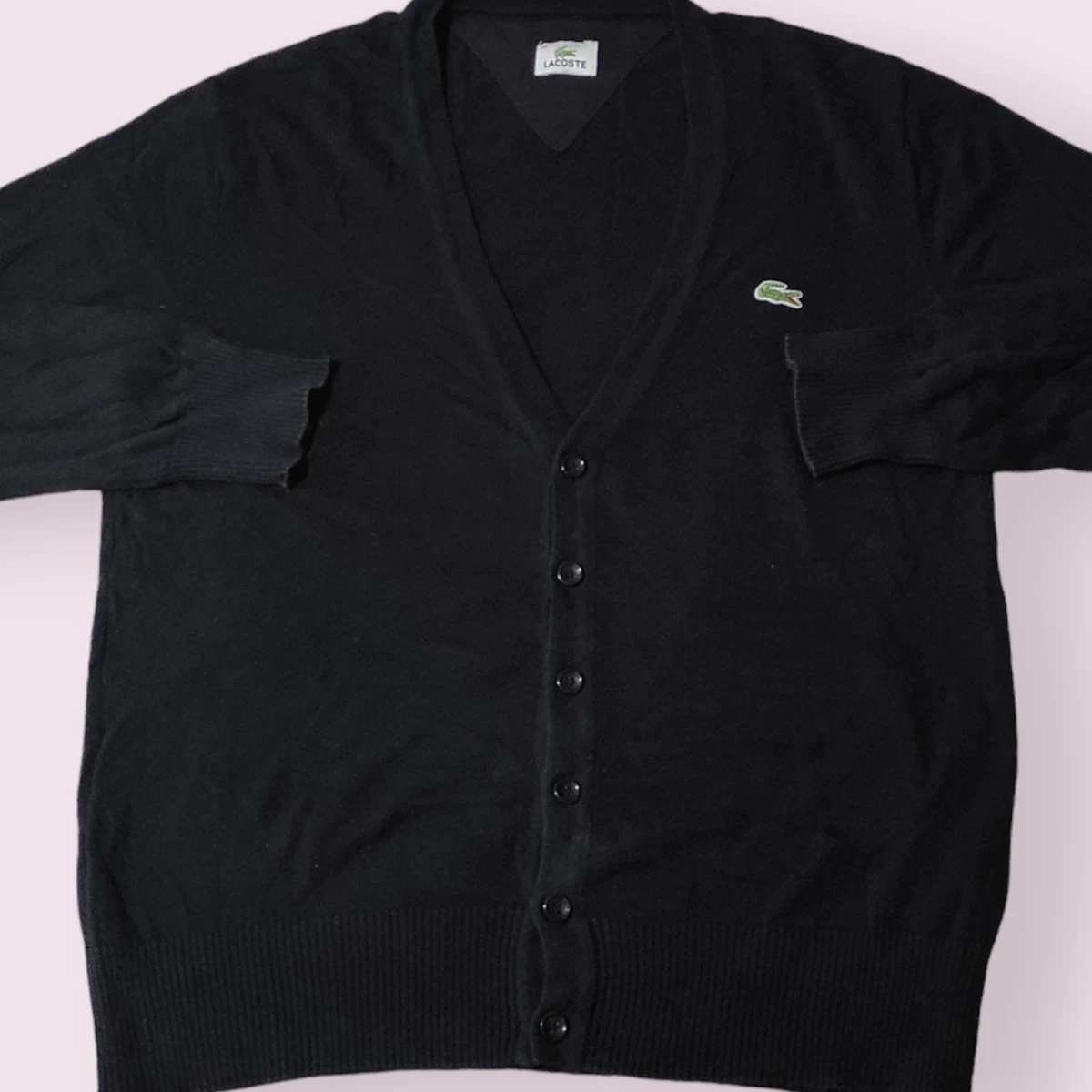 Lacoste Mens Cardigan Button Up Black Size XL Cotton Mix eBay