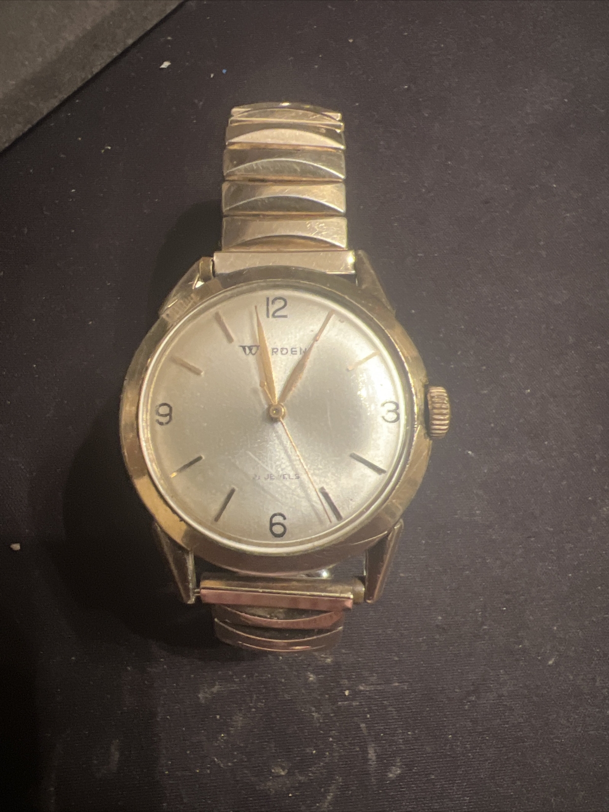 Rare Warden Vintage WALTHAM 21 Jewel Gold Plated Wrist Watch Hidden