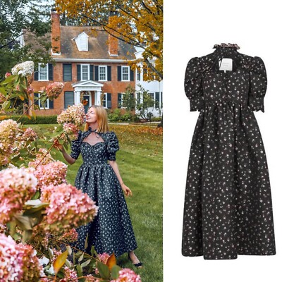 knee length dresses for ladies Women's Marked in Time Pink Floral Jacquard Structured Midi Dress | Size: M