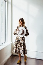 Ulla Johnson Multicolor Ambre Floral Print MIDI Dress Size 2