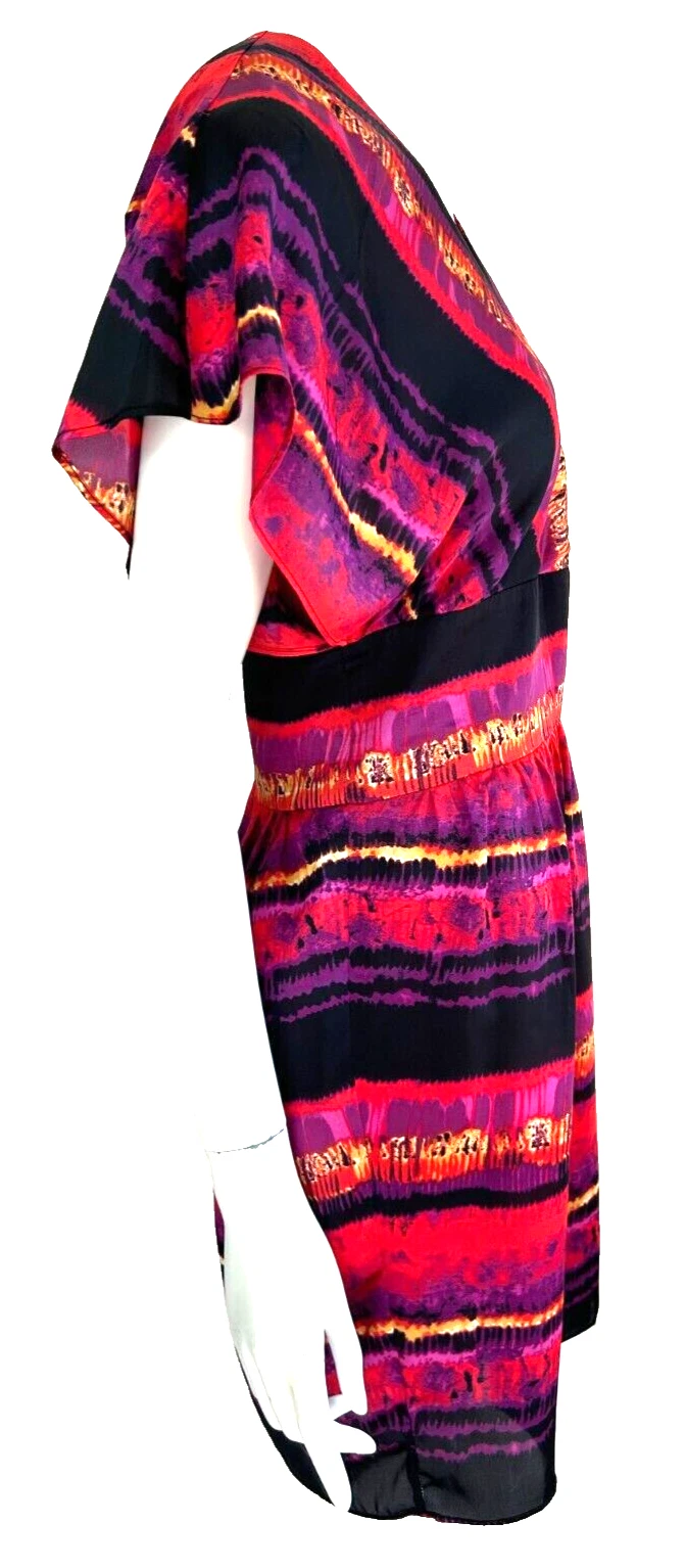 VETEMENTS Abito bucato Shelli Segal manica dolman scollo a V zip raso rosa taglia media 8