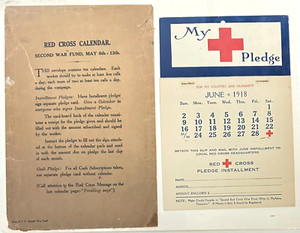 WWI War Committee RED CROSS Partial 1918 Calendar Pledge Book & Envelope
