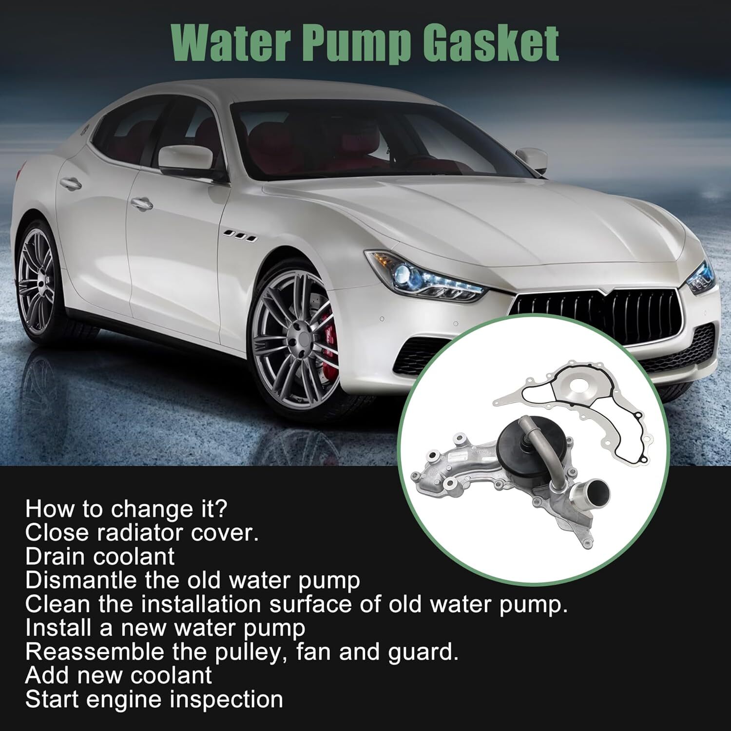 NEW Water Pump w/ Thermostat For Maserati Ghibli Levante Quattroporte 3.0L Turbo