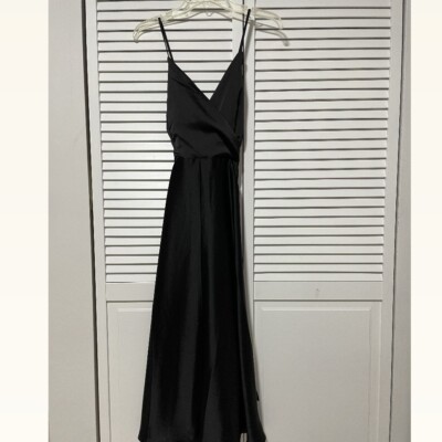 yesstyle satin dress Lucuna- Spaghetti Strap Silky Midi A-Line Dress (YESSTYLE)