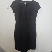 J CREW Classic Crepe Black A-Line Back Zip Short Sleeve Midi Dress 12