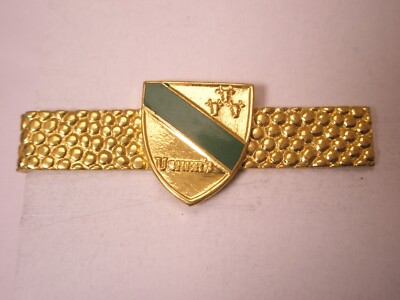 Usher Green Swath Stripe Banner Ribbon Vintage Tie Bar Clip