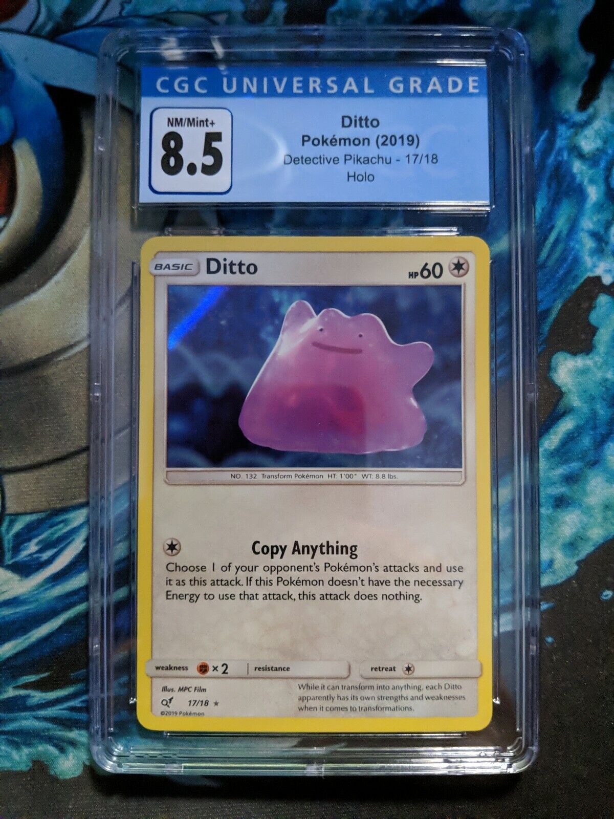 Ditto HOLO ULTRA RARE 17/18 SM Detective Pikachu SHINY Pokemon Card TCG NM  2019