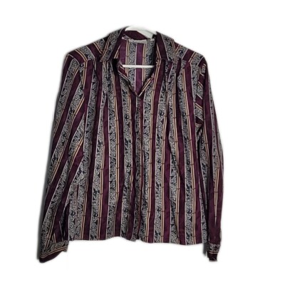 Notations Button Down Collared Shirt ~ Sz 10 ~ Purple ~ Long Sleeve
