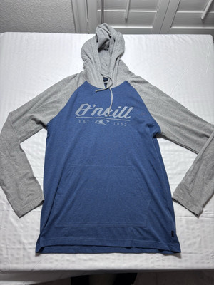 O Neill Hoodie Jacket Men's Big League Pullover Sweatshirt Gray Blue Size Large