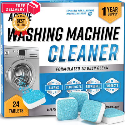 #ad Washing Machine Cleaner Descaler 24 Pack 1 Count Pack of 24 Blue White $32.99