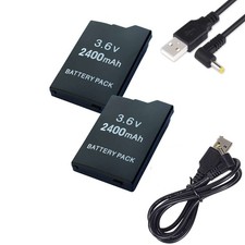 3.6V Battery 2Pack USB Power Charger Cable FOR PSP 2000 2001 Slim 3000 3001 Lite