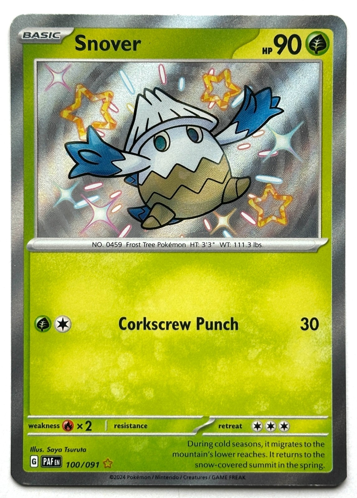 Snover 100/091 - Pokemon TCG - Paldean Fates Shiny Rare Holo - M/NM