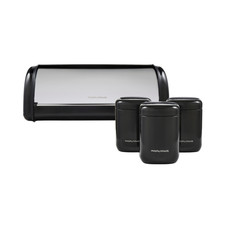 Morphy Richards Black Large Bread Bin & Cannisters Small Bundle Equip 951126