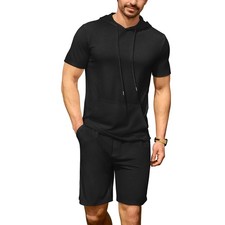 Men's Tracksuit Short Sets 23 Pieces Summer Outfit Casual Short Sleeve Hoodie...