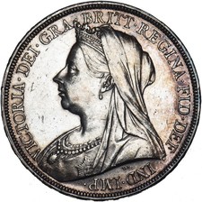 1897 LX Crown - Victoria British Silver Coin - Nice