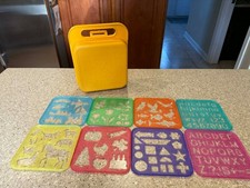 Tupperware Tuppertoys Stencil Art 8 Stencils Yellow Case Box