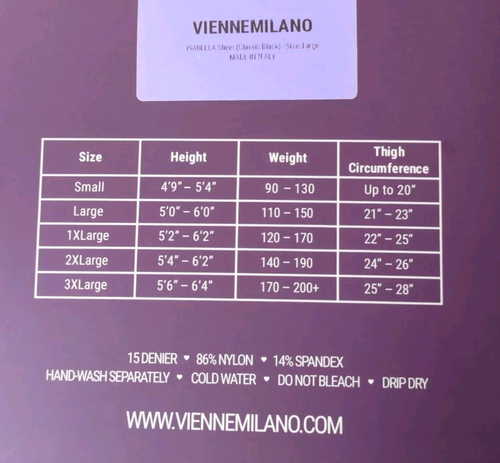 2 Stück Vienne Milano transparente 15 Den halterlose Strümpfe Overknee schwarz Größe L - Bild 3 von 3