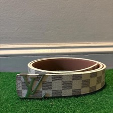 Louis Vuitton Checkered White Men's Dress Belt with Buckle 46/115