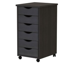 Pemberley Row Solid Wood Black Utility Cart Rectangular Smooth Mobility 15.25...