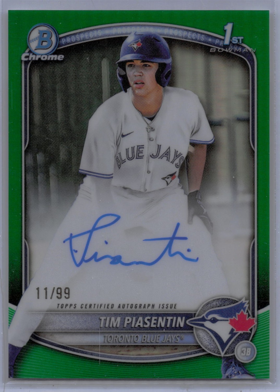 2025 BOWMAN CHROME DRAFT - GREEN REFRACTOR - AUTOGRAPH - TIM PIASENTIN /99