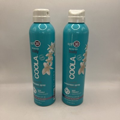 COOLA Unscented CLASSIC 8 Oz  SPRAY SUNSCREEN SPF30 New Sealed Lot Of 2